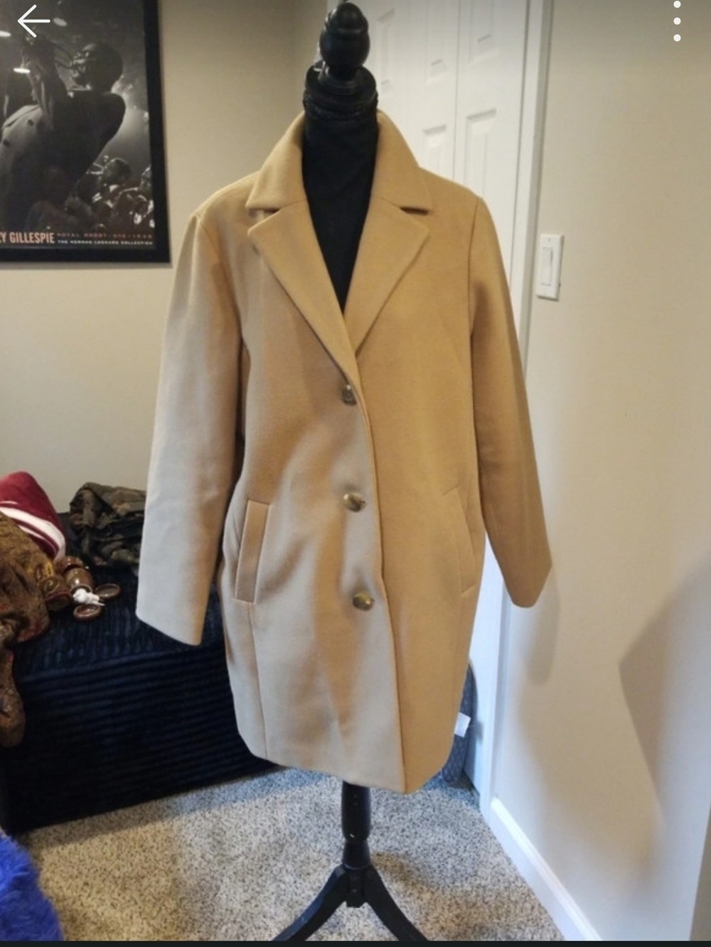 GAP Camel Wool Single-Breasted Pea Coat
